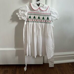 Smocked Christmas dress with Peter Pan collar - 3-4T